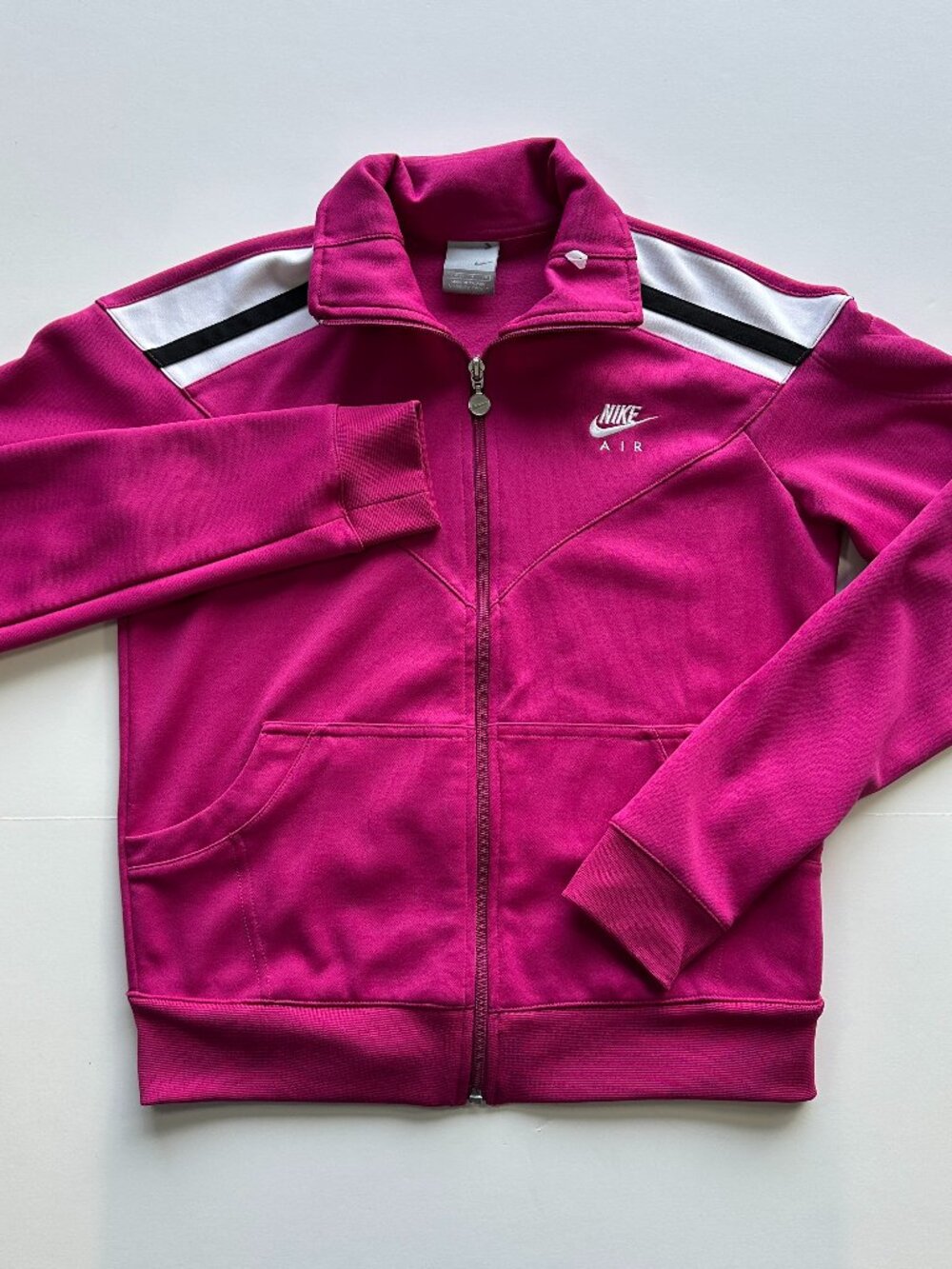 Nike Air Women's Track Jacket Pink Size Small 4-6 Petite Striped Full Zip Run